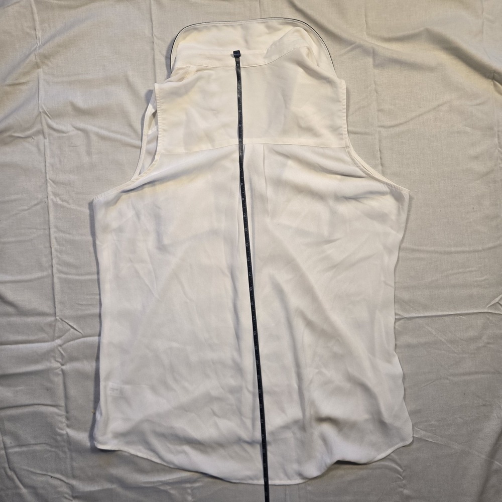 Express Womens Portofino V-Neck Button-Down Sleeveless Blouse Shirt White Size L - Picture 6 of 9